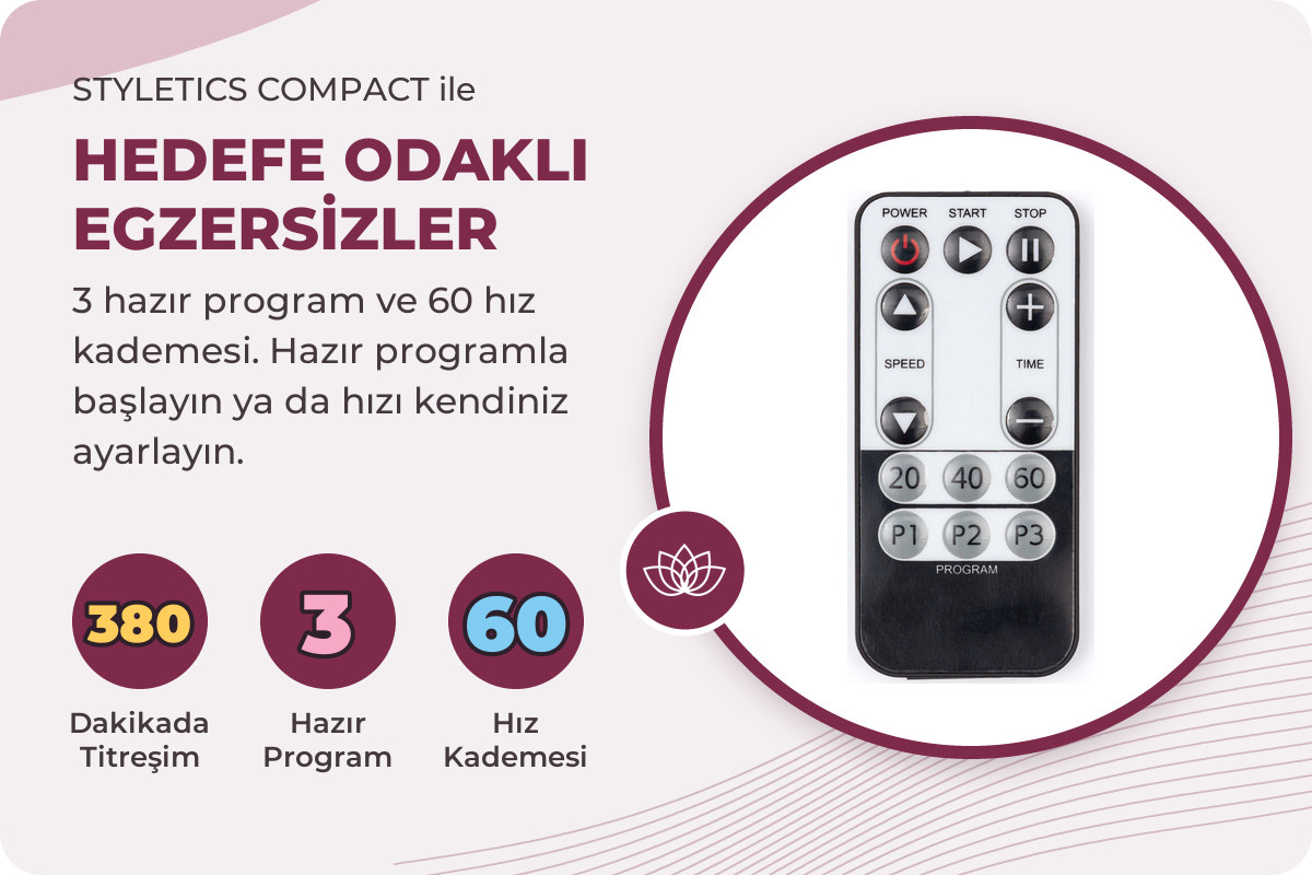 Styletics Compact 3 hazır program ve 60 hız kademesi